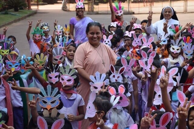 UKG kids with Colourful Masks