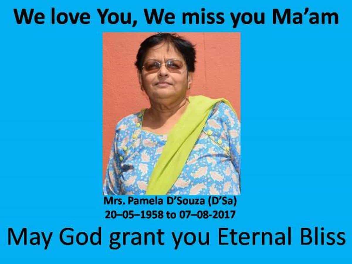 Homage to Mrs. Pamela D’Souza (nee D’Sa) on her demise