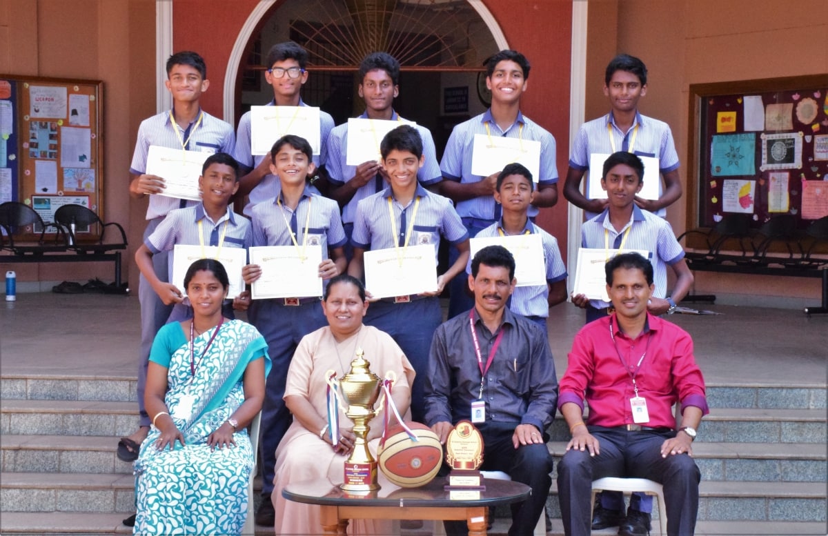 Winner’s trophy in the AICS Inter School Basketball Tournament under Boys Category