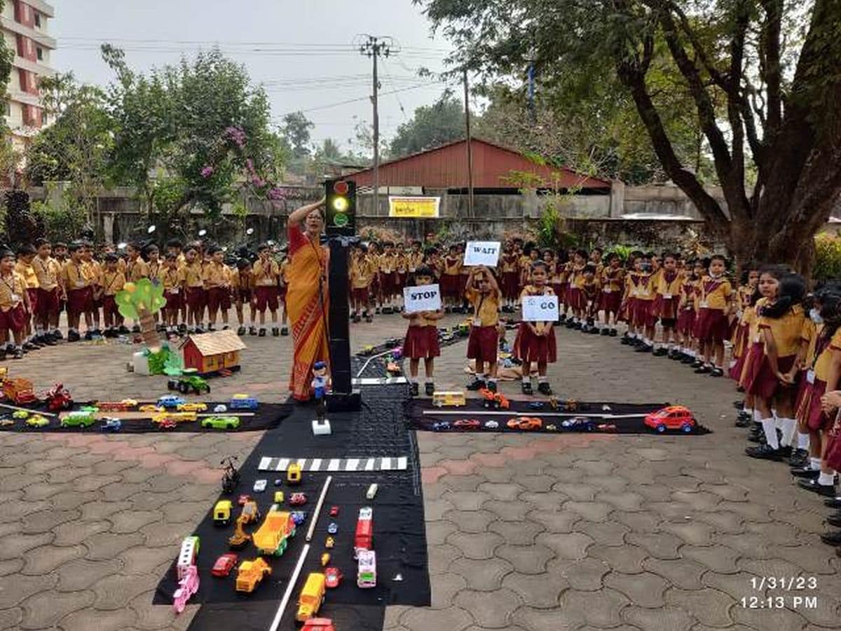 Our UKG Children learn Traffic Signals in action